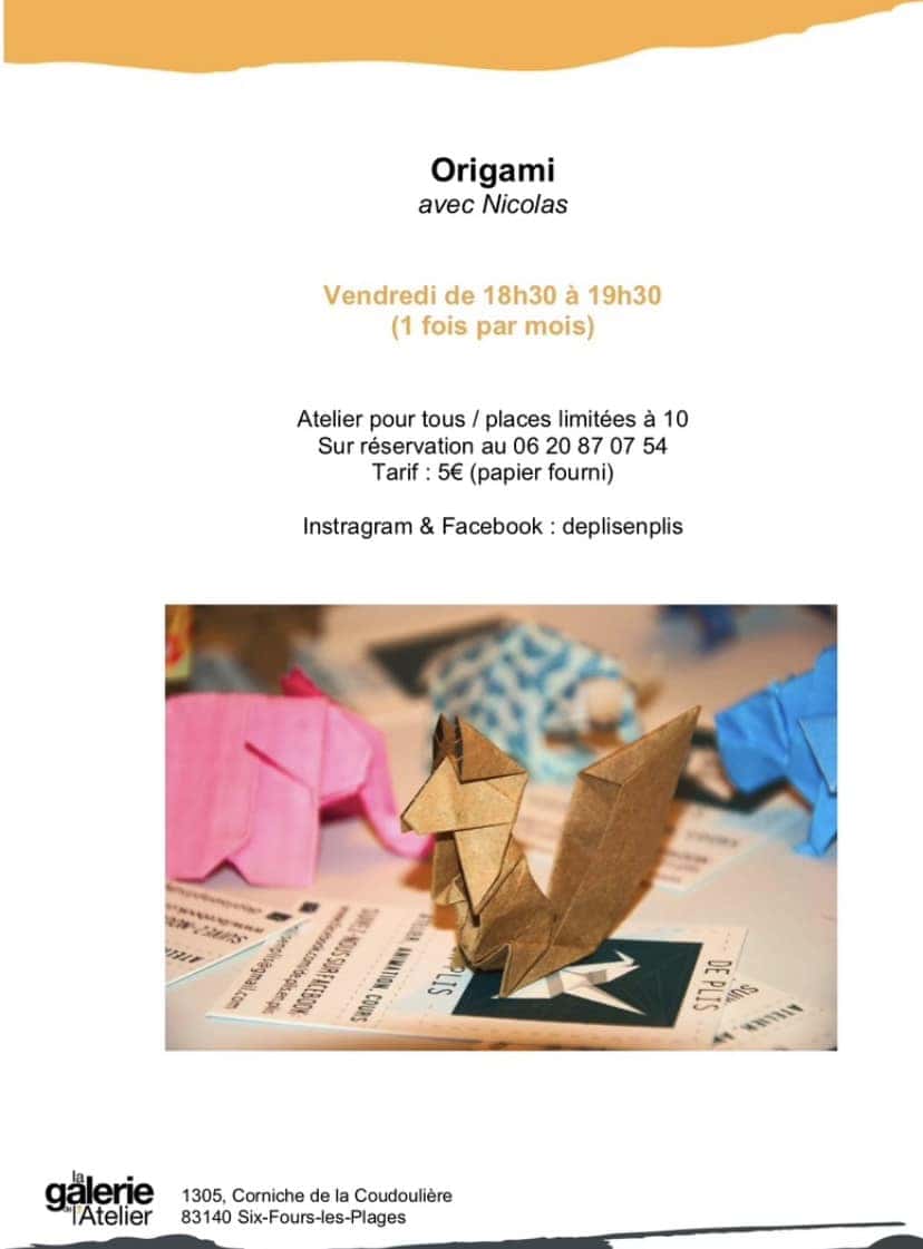 Atelier origami le vendredi 6 mars